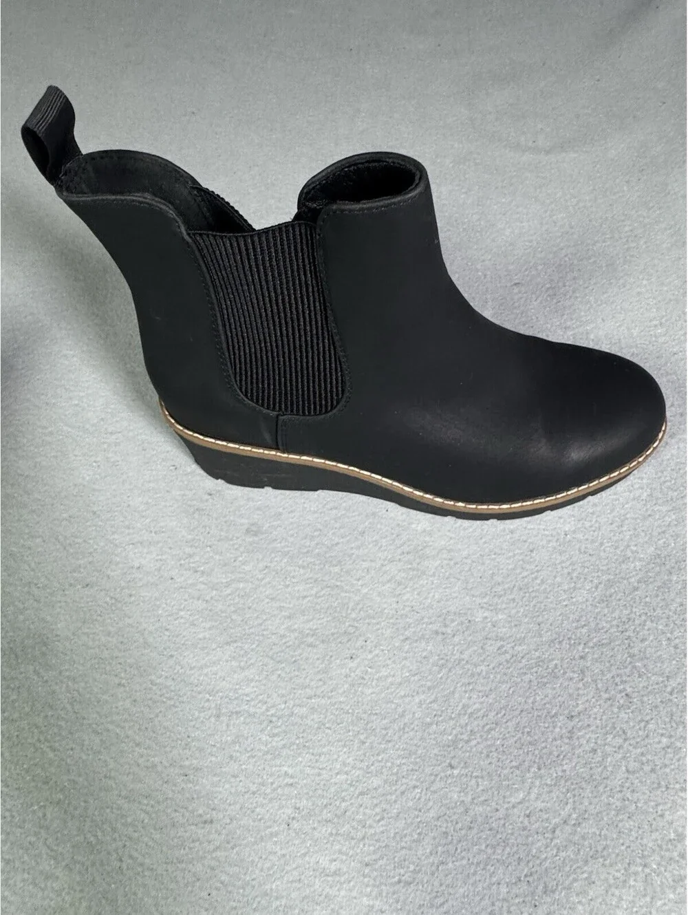 Athlefit Women's Chelsea Wedge Boots Black Pull On Ankle Booties Size 9.5